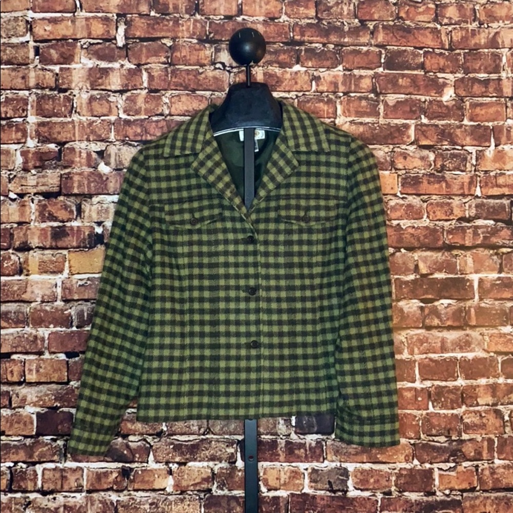Talbots- Green Checkered Wool Jacket - image 1